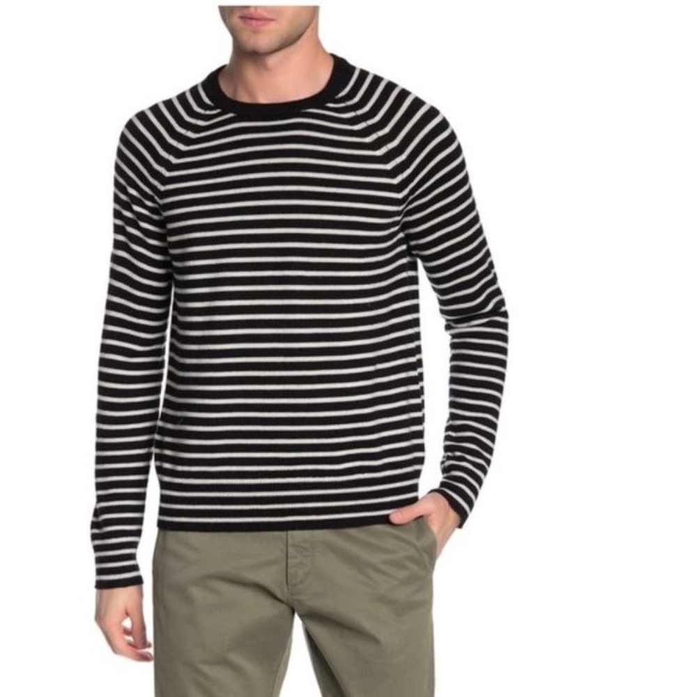 Vince Striped Wool Crew Neck Sweater